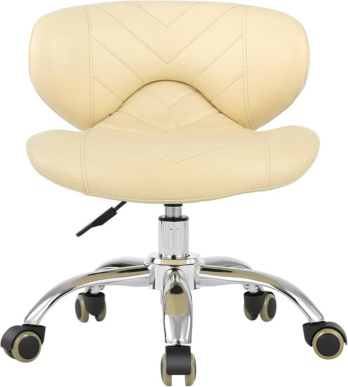Pedicure Stool Hydraulic Height Adjustable with Back Support for Nail Salon Manicure Tech Pedicure Spa (Beige)