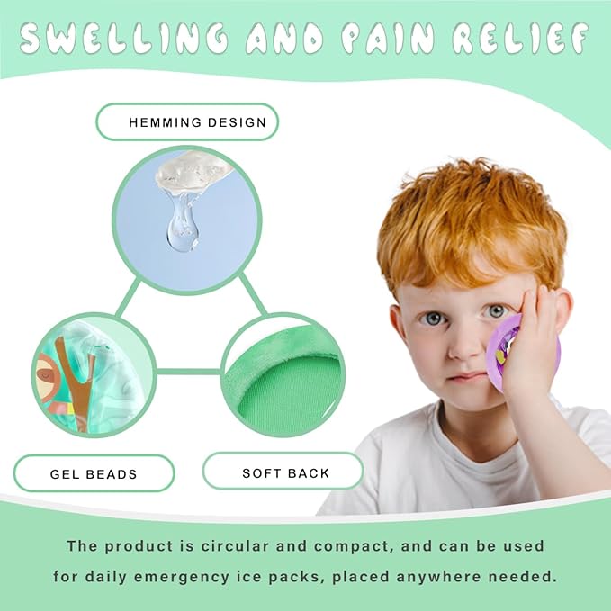 Kids Ice Pack, Hot or Cold Pack Gel Cooling Pad, Reusable for Injuries Medical Health,Swelling and Pain Relief, Tired Eyes, Child Injury, Headache, Sinus Relief (5 pcs) Vary