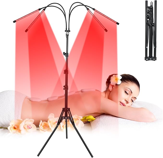 Red Light Therapy Lamp for Face and Body, Portable Red Infrared Light Therapy Device with Stand, 120 LEDs (660nm Red + 850nm Infrared), Adjustable Tripod, Home Use for Skin Care, Muscle Relief, Anti-A