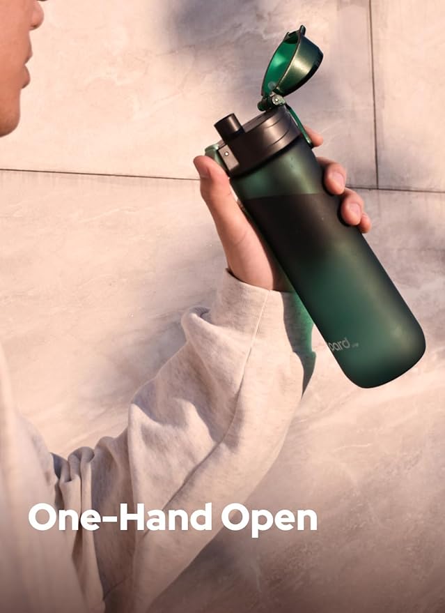 Opard 20oz Plastic Water Bottle Dishwasher Safe, Leakproof Flip-Top Lid, BPA Free Tritan, Wide Mouth Reusable Kids Water Bottle for School Hiking Commuting Outdoor Travel and Gym(Forest Green)