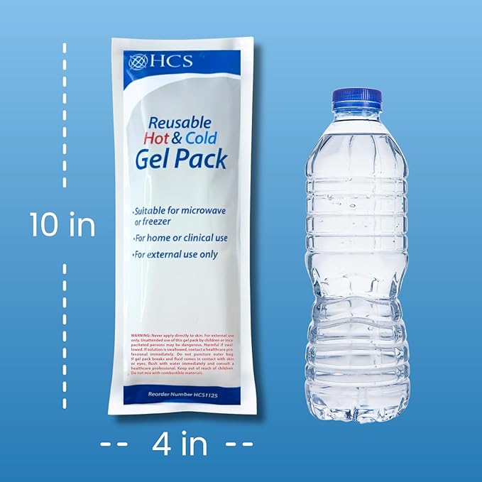 HCS Gel Ice Packs for Injuries, Reusable - Hot and Cold Pack for Pain Relief - Soft, Flexible Ice Pack, Reusable Gel Packs - Body Heat/Cold Compress, Long Lasting - Freezer, Microwavable, 4x10in (2Pk)