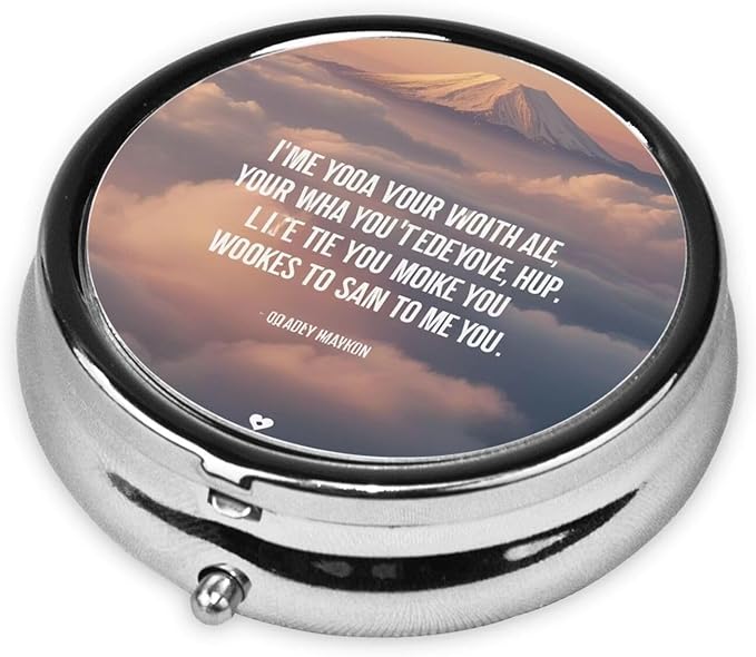ZhongGuo Inspirational Quotes Printed Pill Organizer,Round Travel Pill Organizer Mini Medicine Pill Box for Purse Iron Plating