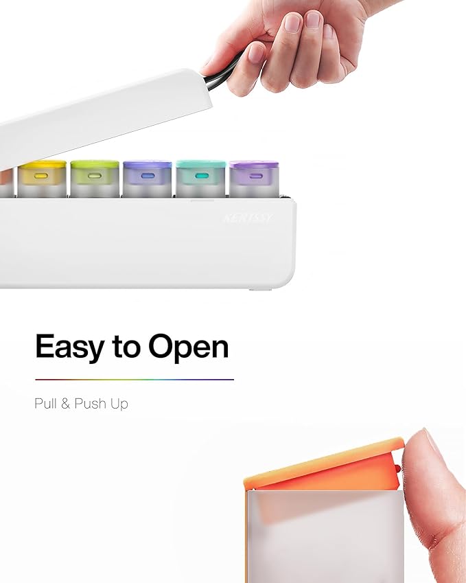 2 Packs Kertssy Weekly Pill Organizer 1 Time a Day - Black & White
