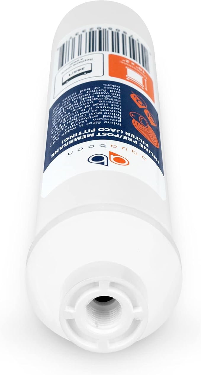 Aquaboon Inline Water Filter for Refrigerator 12-Pack of Inline Post/Carbon Polishing Water Filter Catridge for Reverse Osmosis System Standard Size (Jaco fitting)