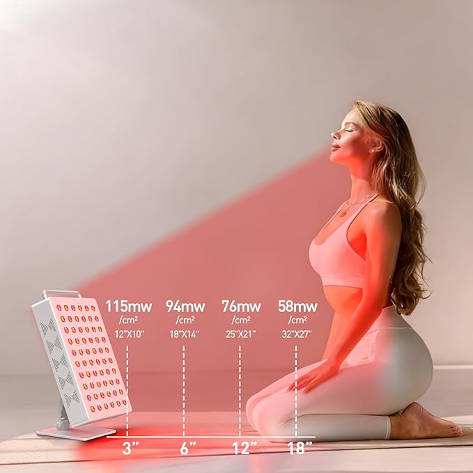 Red Light Therapy Panel 5 Wavement 60 Dual Chip LEDs 630+660+810+830+850nm Red and Near Infrared Lamp Therapy Device 100W with Timer & Stand for Body Pain Relief Face Skin Health Sleep White