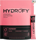 Hydrofy Hydrogen Water + Electrolytes Drink Mix | H2 Hydration Packets with Molecular Hydrogen, Sodium, Potassium, Magnesium, Calcium, and Minerals | No Sugar | Raspberry 25 Ct