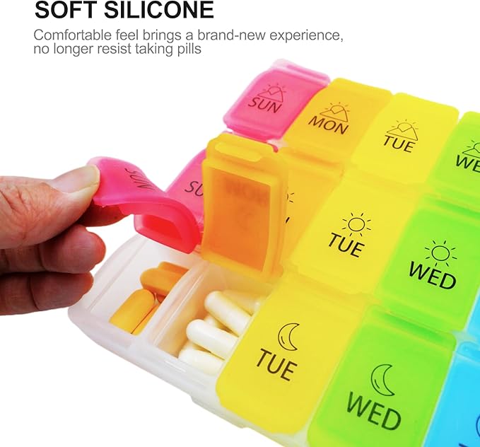 Extra Large Weekly Pill Organizer 8 Day x 7 Compartments per Day dust-Proof Design Pill Box Pill Cases by Week, Pill Dispenser Container to Hold Vitamins Fish Oil (21 Days, 3 Weeks)