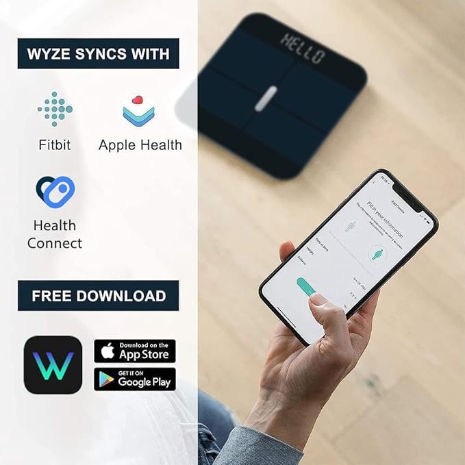 Wyze Smart Scale X - Digital Bathroom Scale for Body Weight, BMI, Body Fat, Muscle Mass, Heart Rate Monitor | Sync with Health Apps | Body Composition Analyzer for People, Baby & Pet, 400 lbs (Navy)