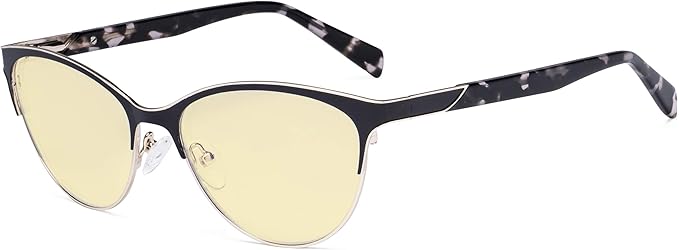 Eyekepper Ladies Cateye Blue Light Filter Glasses - Digital Eyegalsses Blocking Computer Screen UV Rays - Anti Glare Filter Reduce Eye Strain Yellow Filter - Black