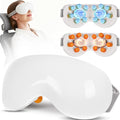 Eye Massager with Heat and Cooling for Migraines – 14 Massage Nodes for Eye Strain Relief, Rechargeable Bluetooth Music, Improve Sleep,Eye Strain Relief, Birthday Gifts for Women and Men(White)