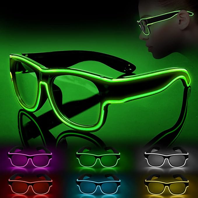 Ainiv Wireless Light Up Glasses 3 Modes LED Luminous Glasses Glow in the Dark for Parties, DJ, EDM, Halloween, Christmas