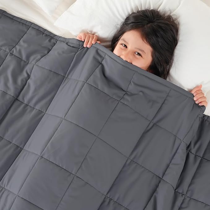 Topblan 3 lb Weighted Blanket, 36" x 48" Small Heavy Blanket, Soft Microfiber, Glass Bead Filling for Calming and Better Sleep, Washable,Dark Grey