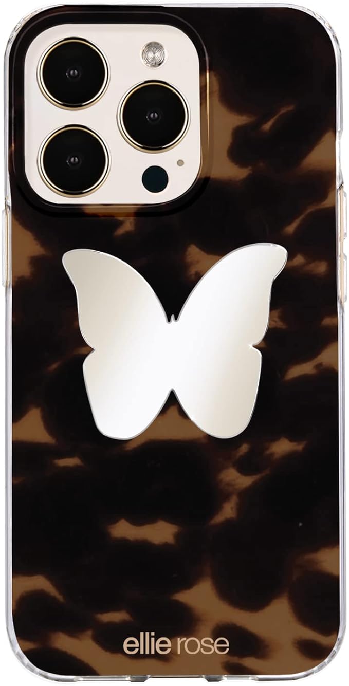 Ellie Rose Mirror Decal for Smartphone, Stick-On Mirror Phone Charm Sticker (Butterfly)