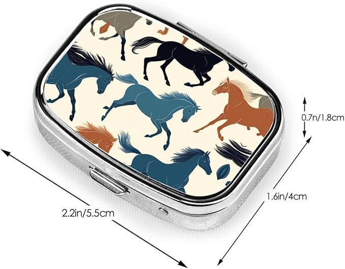 Package Little Cute Pill Box Moisture Proof, Western Wild Horse Plaid Portable Pocket Pill Case Carrier Medicine Organizer Gifts for Men Women