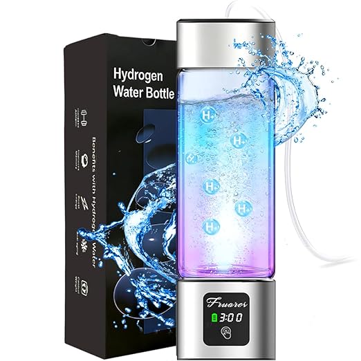 Hydrogen Water Bottle Generator - SPE/PEM Tech Hydrogen Water Machine - 6000 PPB Portable hydrohealth Water Bottle for Kidney Health Hydrogen Bottle with OLED Display (S Touch/Sliver/Coated)
