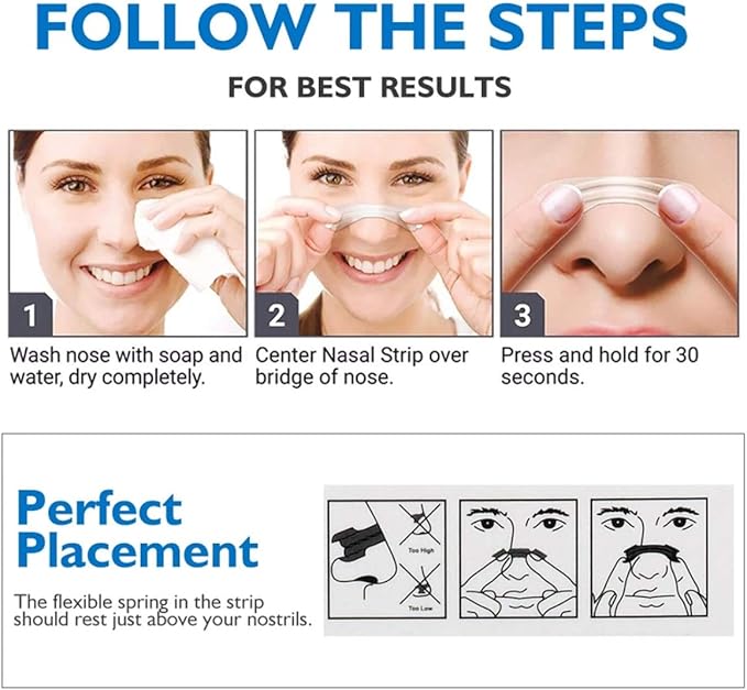 Breathe Better Nasal Strips to Reduce Snoring Drug-Free Works Instantly to Improve Sleep Relieve Nasal Congestion (120)