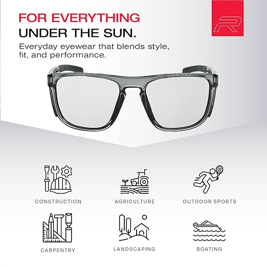 Riley Navigator X Safety Glasses – Anti-Fog, Scratch/Impact Resistant & UV Blocking LED Lenses, Lightweight Full-Frame for Work, Outdoors, & Active Lifestyles, Gray