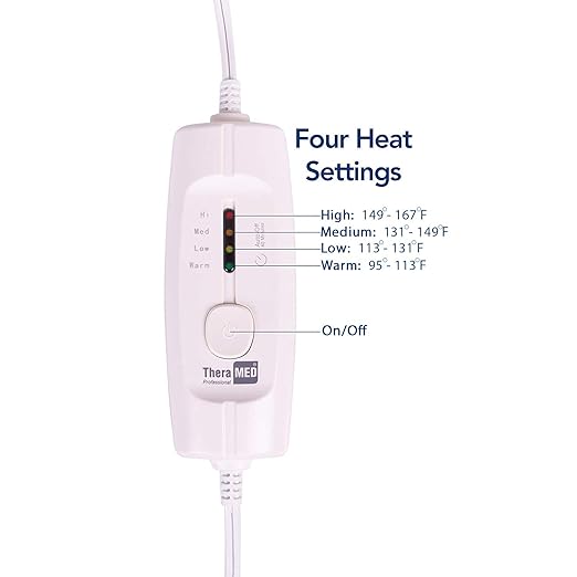 HP1224 Electric Heating Pad and Moist Heating Pad with Auto Shut Off, 12" Width, 24" Length, Blue