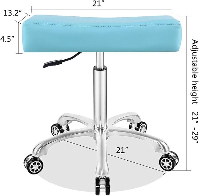 Antlu Adjustable Rolling Heavy Duty Stool Chair for Massage Office Tattoo Medical, Work Heavy Duty Hydraulic Stool with Wheels (Cyan)