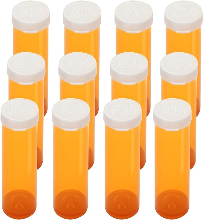 Empty Plastic Pill Bottles with Easy Open Caps (Not Child Resistant), Prescription Medication Vials, Clear Containers Pill Cases Dispenser Organizers (12pcs) (60 Dram)