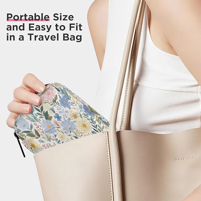 Spring Flowers Art Pill Case Travel Pill Organizer Weekly 7 Day Portable with Zipper Medicine Box Pill Case for Vitamins, Birth Control,Fish Oils,Medication, Supplements