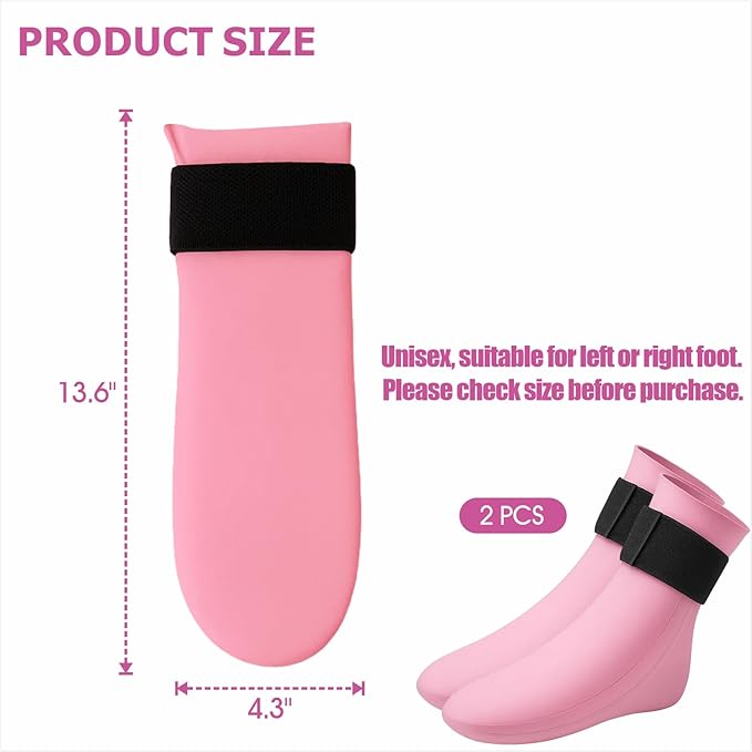 Foot Cold & Hot Gel Pack Sock for Neuropathy, Plantar Fasciitis, Gout, Swelling, Sprains, Heel & Ankle Pain Relief, Injury Recovery Cooling Compress Wrap (Pink-2pcs)