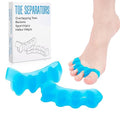 Silicone Toe Separators for Women & Men - Toe Spacers for Bunion Relief, Hammer Toe, Plantar Fasciitis & Pedicures | Includes Metatarsal Pad & Therapeutic Yoga Cushion for Foot Pain(2pcs,blue)
