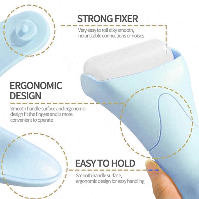 Ice Roller for Face, Face Roller-Cold Massage Stick for Cooling and Calming Puffiness Wrinkles Fine Lines - Skin Care Tools- Self Care Gifts for Women Men (Light Blue)