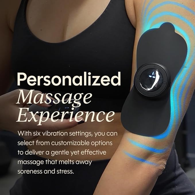 Wearable Relief Pad - Drug-Free Pain Relief with Heat & Vibration, 3 Heat Levels, 6 Massage Modes - Portable & Discreet for On-The-Go Use with Remote Control