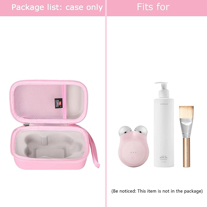 FBLFOBELI Hard Travel Case for NuFACE Mini/MINI+ Starter Kit, Hunvva EP-300 Mini Microcurrent Facial Device (Case Only) (Pink)