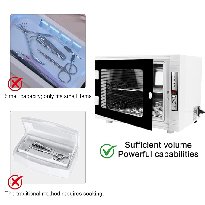 Nail Tool Cleaning Machine, 12L High Capacity Multi-Functional Nail Cleaner Box Manicure Tool Cleaning Cabinet Salon Equipment for Spa Beauty Home Metal Tools With Replaceable Lamp