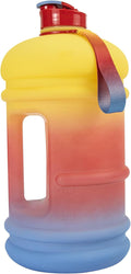 TOOFEEL 1 Gallon Water Bottle,Leakproof,Bpa Free,Dishwasher Safe,128 oz Large Water Jug wiht Handle,Travel & Camping & Sports & Gym Water Bottle For Men and Women - Yellow red gradient