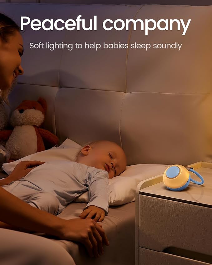 2026 Mom's Choice Awards, Portable Sound Machine for Baby Adult, AI Cry Detection, 18 Soothing Sound, Bluetooth Rechargeable White Noise Machine for Home Office Travel, Nursery Light, Blue