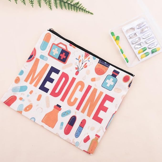 Travel Medicine First Aid Pouch Portable Medication Organizer Pouch Pharmacy Doctor Nurse Gift Bag for Hospital Patient Woman Small Pill Box Travel Case Med Container Pharmacist Accessories for Work