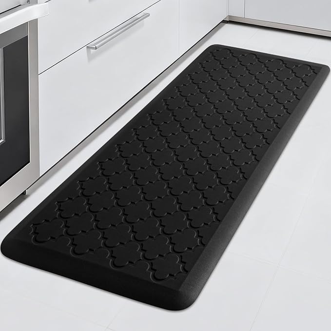 4/5 Inch Thick Anti-Fatigue Kitchen Mat Water Resistant Non-Slip Kitchen Floor Mat Ergonomic Comfort Standing Mat for Home Kitchen Office Laundry 17.3"x 47" Black