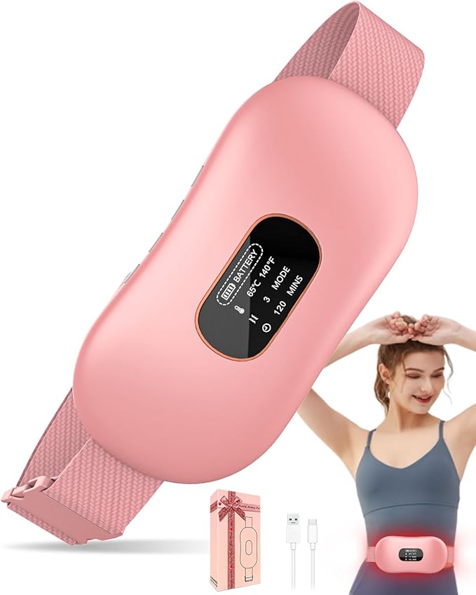 Heating Pad for Period Cramps,Upgrade Portable Heating Pads with Display&4 Timer Auto Off,Cordless Menstrual Heating Pad Back Pain Relief Belt with Massager Her Women Girls Stocking Stuffers