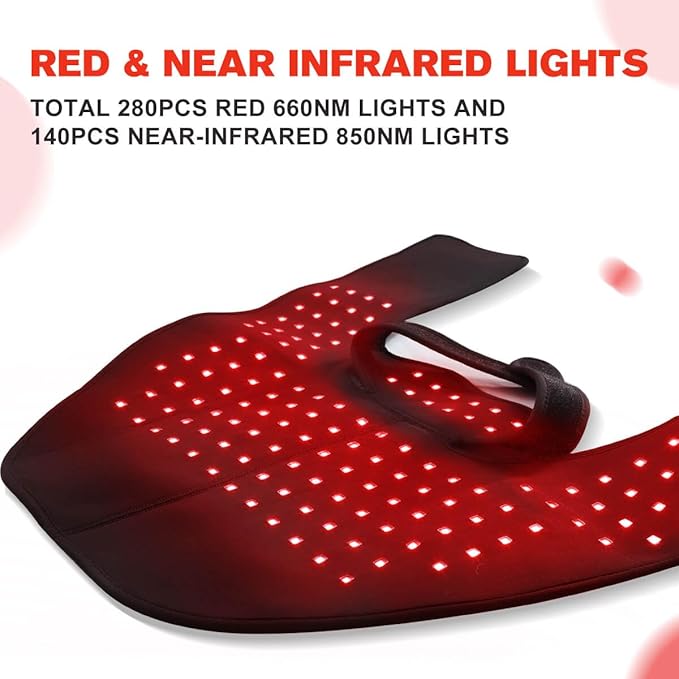 New RC2 Cordless Red Light Therapy for Neck and Shoulders, Near Infrared Therapy Wrap Pulse Therapy for Pain Muscle Relief