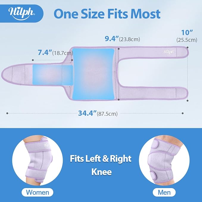 Hilph Hot & Cold Therapy Knee Ice Wrap with Dual Gel Packs & Adjustable Brace for Full Knee Coverage, Pain Relief for Replacement Surgery, Arthritis, ACL, Meniscus Tear, Women, Men Purple