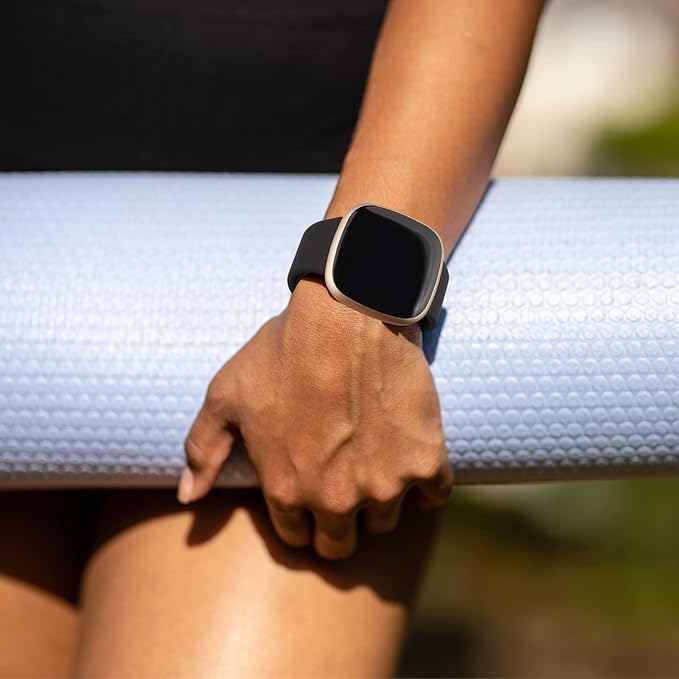 AK Silicone Bands Compatible with Fitbit Versa 4 & Sense 2 Bands for Women & Men, Soft Straps Replacement Wristbands for Fitbit Versa 3 & 4 / Sense & 2 Smart Watch (Black)