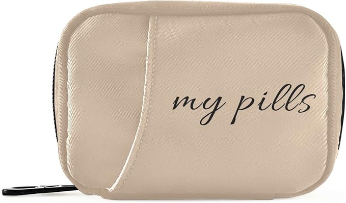 Naanle Text My Pills Pill Box 7 Day Case Bag Travel Organizer with Zipper Portable Weekly Compact Size for Vitamin Supplement Holder A Cartoon Brown 4.6 x 3.14 x 1.88 Inch 0.12 kilograms