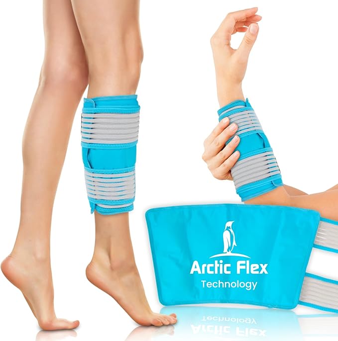 Vive Calf & Shin Ice Pack Wrap (Single) - Extra Strength Hot & Cold Therapy for Shin Splints & Leg Pain - Adjustable Compression Straps to Stay in Place - Flexible When Frozen with 30+ Minutes of Cold