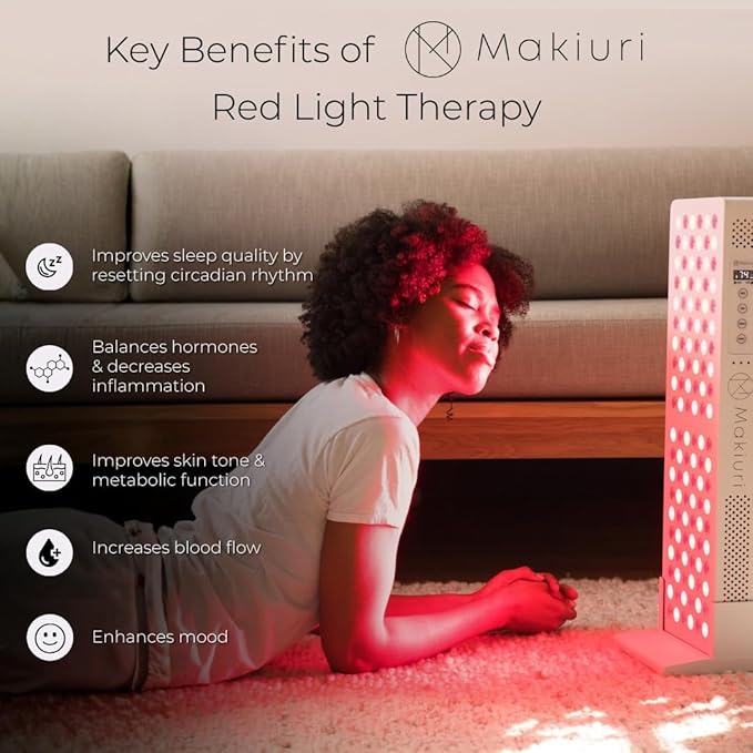 Makiuri Red Light Therapy Panel for Face & Body | 630 nm, 660nm, 810nm, 830nm, 850nm | Clinical Grade Red & Near-Infrared LED Light Therapy (5 Wavelengths) | High Irradiance | Venus (120 LED)