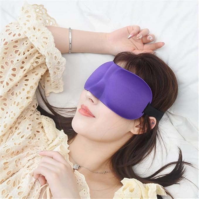1 PCS 3D Sleep Mask for Women Men Eye Mask for Sleeping Contoured Cup Night Blindfold Mask Block Out Light for Kids Girls and Adult Purple