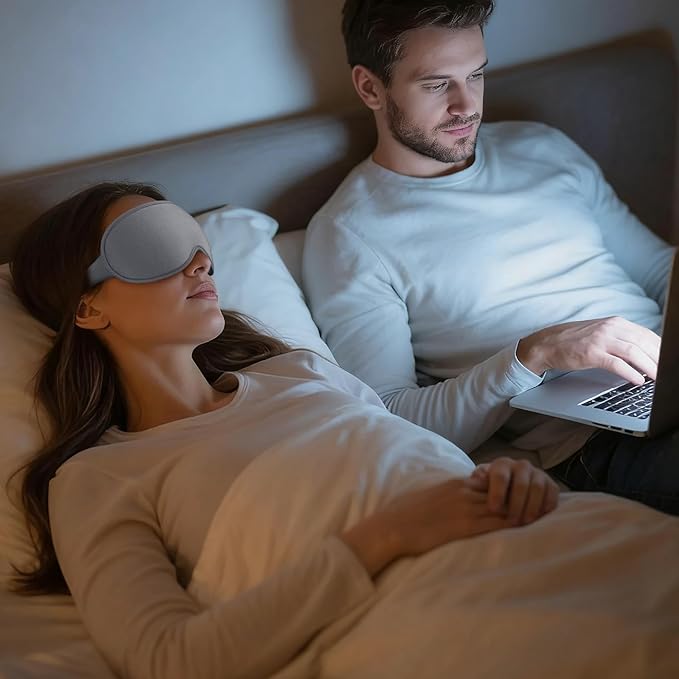 Sleep Mask for Men Women - 100% Blackout Eye Masks for Sleep - 3D Soft Sleeping Mask for Side Sleepers - Zero Pressure Lash Extensions Eye Cover Shade for Airplane Travel Essentials, Grey