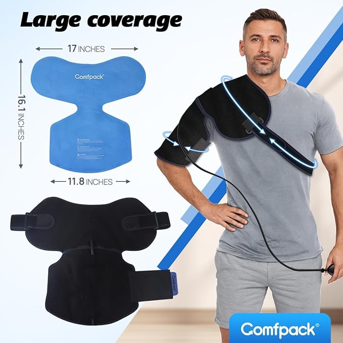 Shoulder Ice Pack Wrap, Compression Shoulder Brace for Rotator Cuff and Arm, Hot & Cold Therapy Gel Ice Pack for Swelling, Surgery, Tendonitis, Bursitis