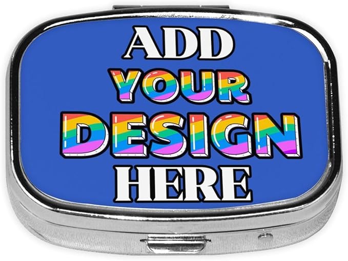 Custom Pill Case, Medicine Pill Box Organizer Container Travel Pill Holder Vitamin for Purse Med Wallet Portable Mini Pastillero Square, Deep Blue, Personalized Gifts,