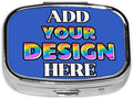 Custom Pill Case, Medicine Pill Box Organizer Container Travel Pill Holder Vitamin for Purse Med Wallet Portable Mini Pastillero Square, Deep Blue, Personalized Gifts,