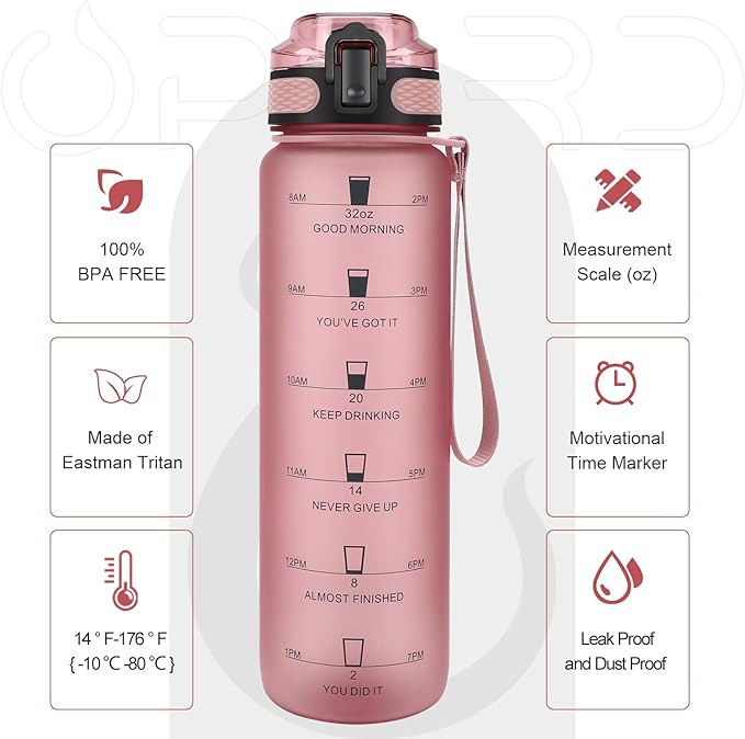 Opard 30oz/32oz Sports Water Bottle with Leak Proof Flip Top Lid BPA Free Tritan Reusable Plastic for Gym and Outdoor, Travel Water Bottle