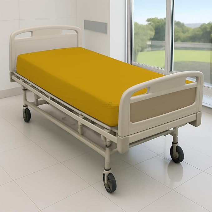 6 Pack Fitted Hospital Bed Sheets - Soft Microfiber Hospital Fitted Sheet - Hospital Bed Fitted Sheets (Gold, 36" x 84" x 12")