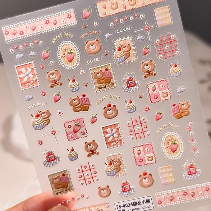 Small Cute Sticker 3D Relief Design Decals for iPhone 17 PRO / 17 PROMAX Cell Phone Camera Screen Lens,for NintendSwitch Game Handle Controllers，Scrapbooking Laptop Diary Planner Collage DIY (TS-4024)